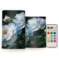 thumbnail image 1 of Set of 2 Flameless Candles Lights with Remote Control Flickering LED Candles Electric Candles for Home Decor Parties White Peony Flower, 1 of 7