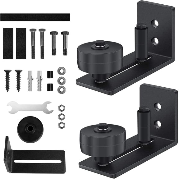 Set of 2 Floor Tracks, Barn Door Floor Tracks, Adjustable Floor Tracks with 8 Configuration Options for Sliding Wooden Doors, Barn Doors, Black--