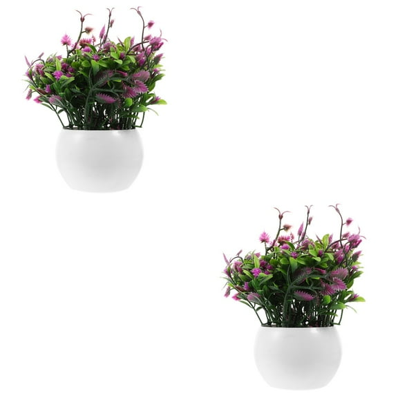 Set of 2 Flower Plant Bonsai Decor Artificial Ficus Tree Vases Pot