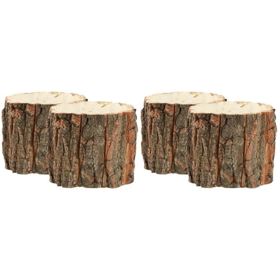 Set of 2 Flower Tree Planter Bark Bucket Classy Flowerpots