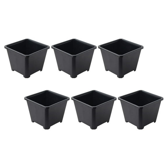 Set of 2 Flowerpot Plant Pots Indoor Square Container Black