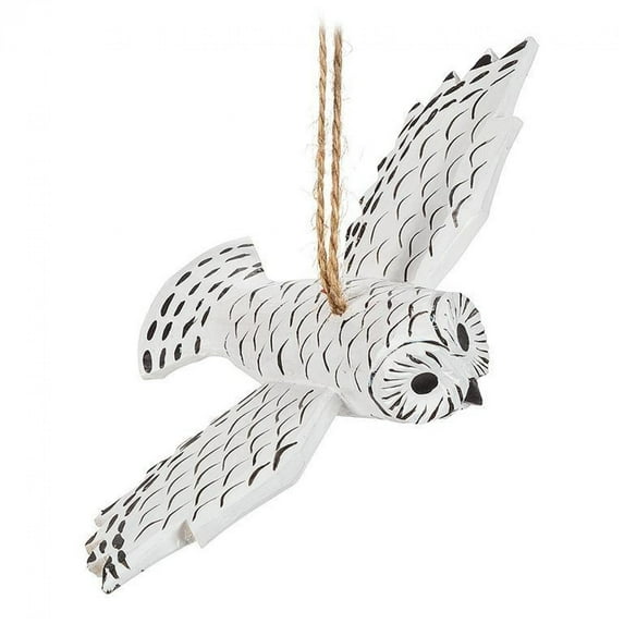 Set of 2 Flying Snowy Owl Ornament