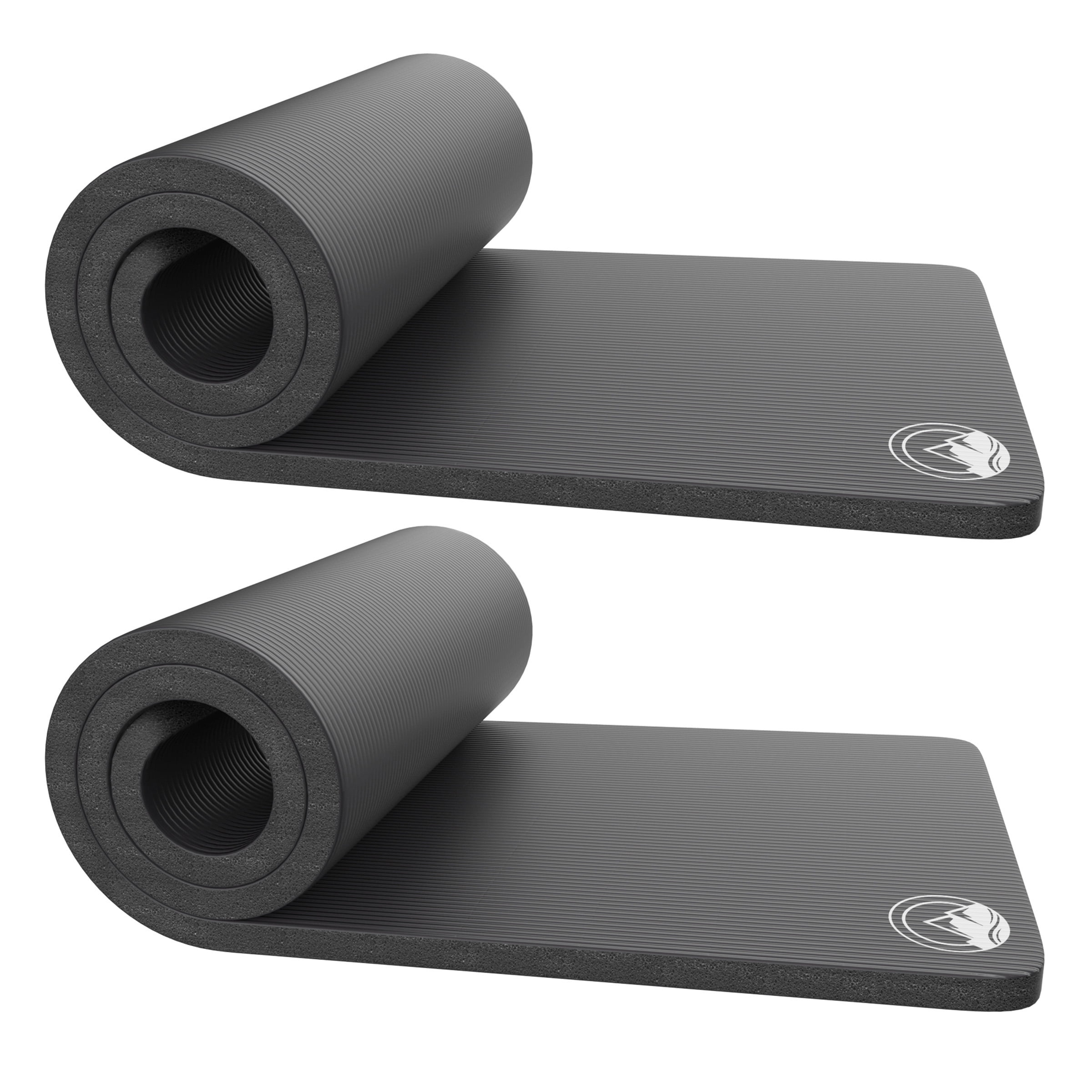 Set of 2 Black Foam Camping Sleeping Mats with Carry Straps