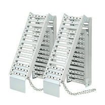 Set of 2 Foldable ATV Ramp 72" L x9 W, Folds into Three Sections ATV Ramps, Silver Color, Metal Loading Ramps Total Weight Capacity 1500 lbs