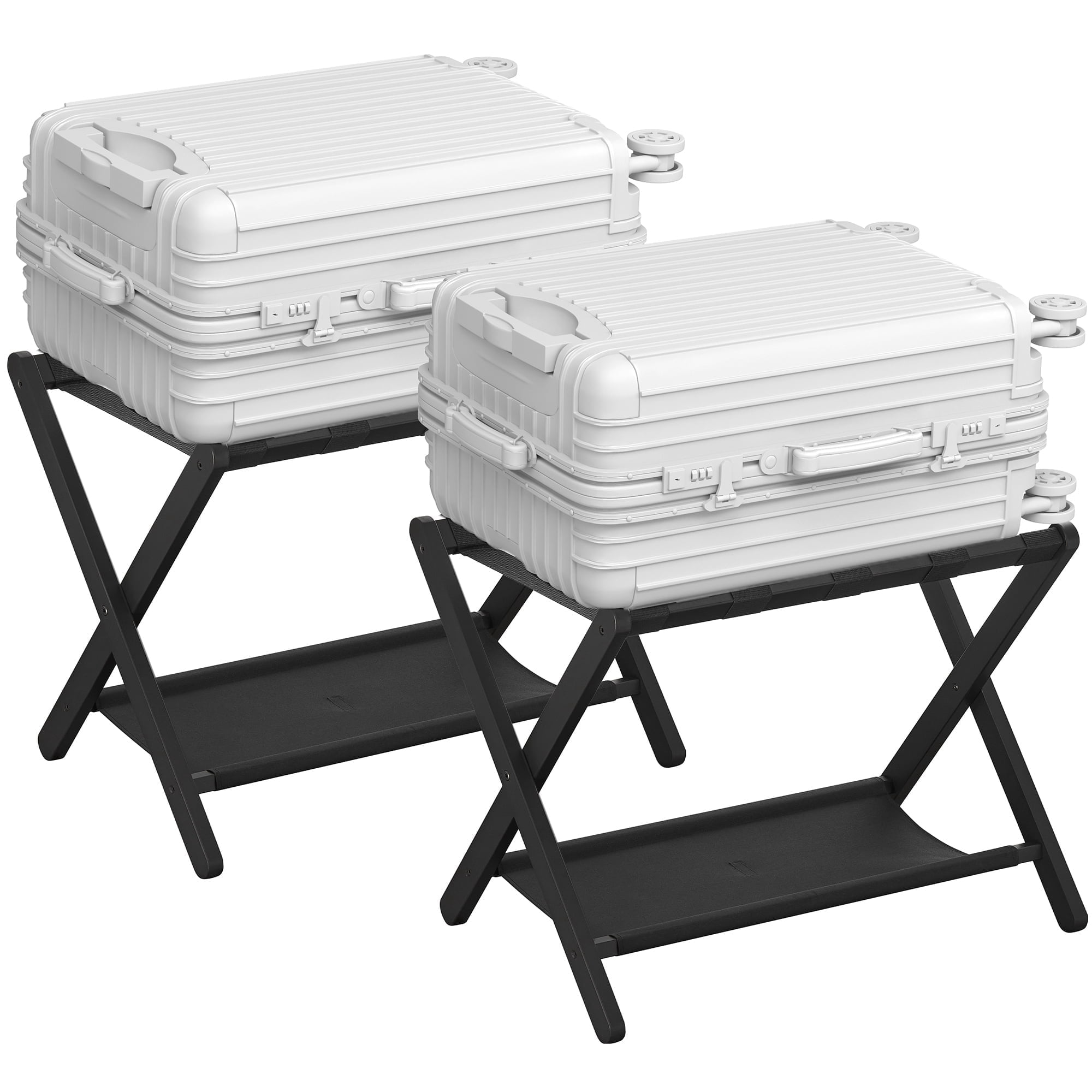 Guest Storage Rack SONGMICS Luggage Rack, Set of 2, Folding Suitcase Stand with Storage ...