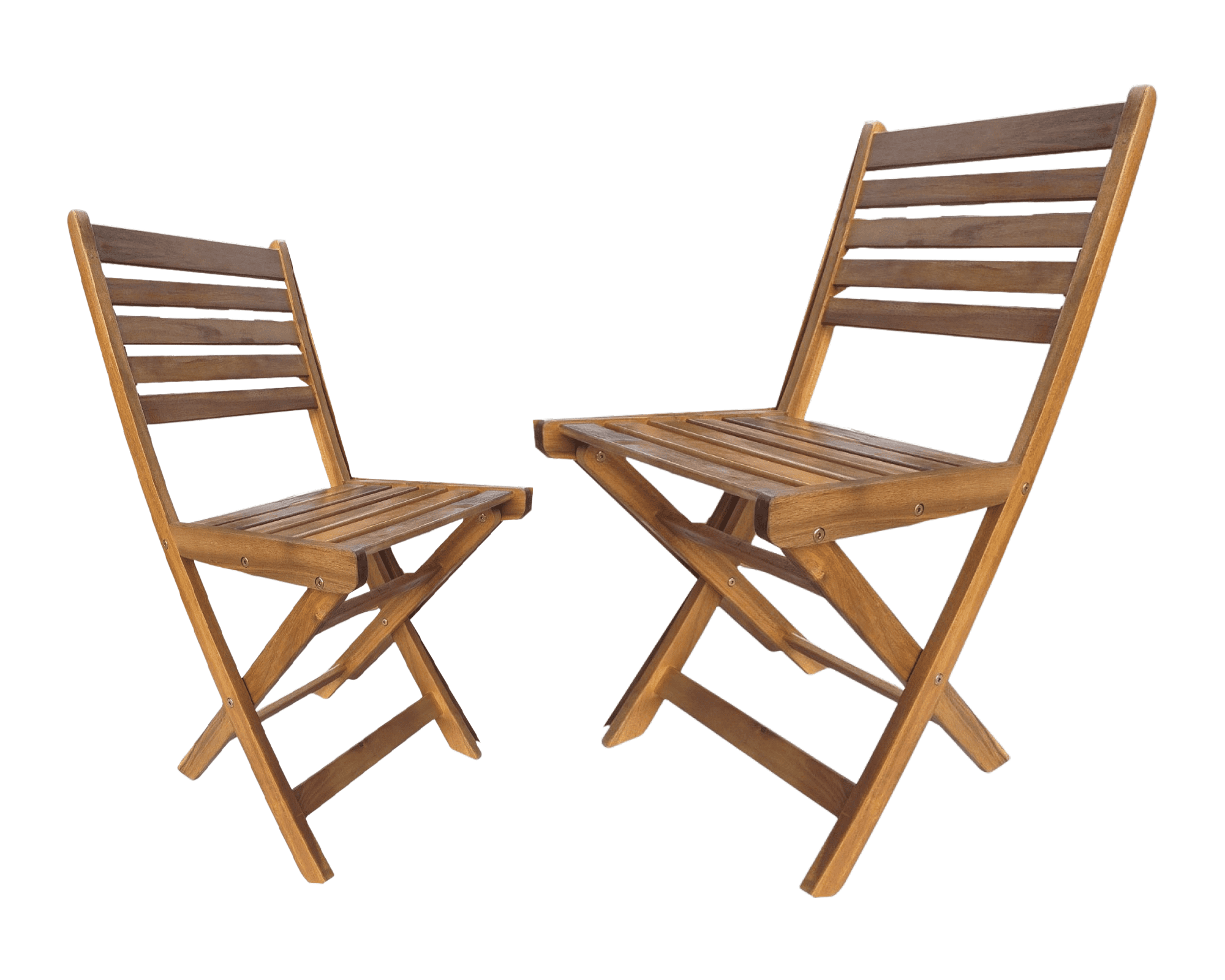Set of 2 Golden Teak Acacia Wood Folding Patio Chairs