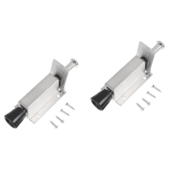 Set of 2 Foot Door Lock Magnetic Holder Stopper Brackets Silver