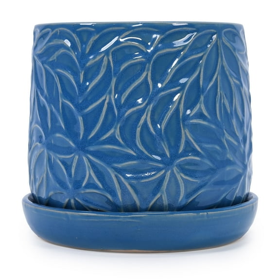 Set of 2 Frost Proof Ceramic Planters 7" - All Weather Crack Resistant, Breathable Clay Gift for Garden Lovers, Patio/Windowsill Ready, Easy to Move