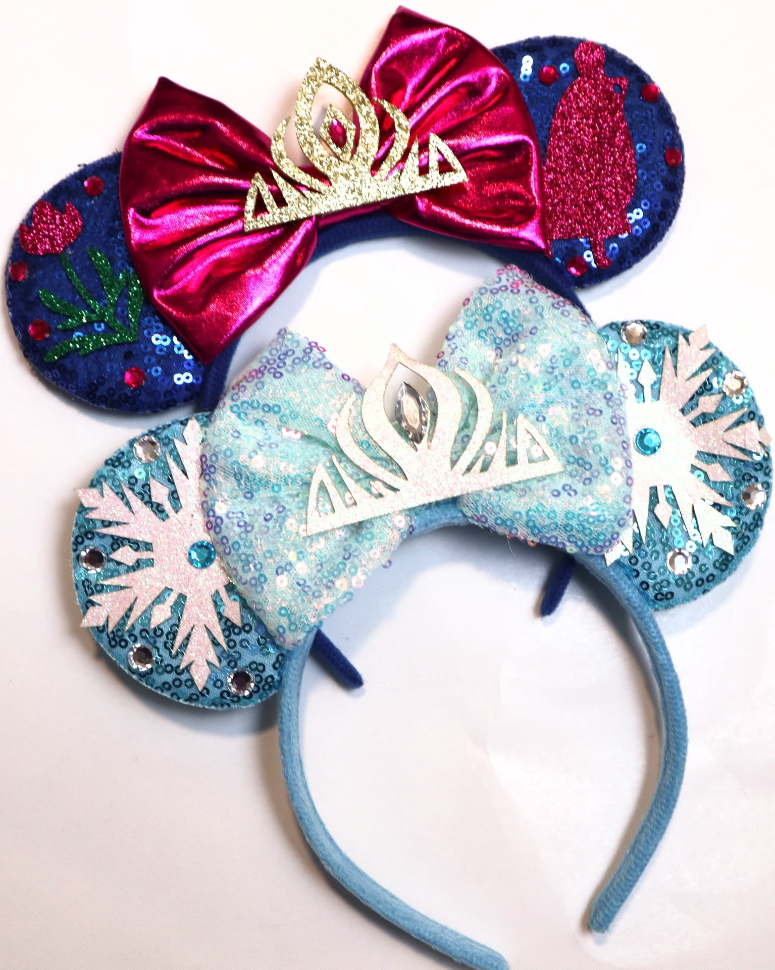 Frozen Anna Inspired Minnie Ears Headband with Bows & Sequins Anna Frozen Inspired Minnie Ears Headband, Anna Minnie Ears  main image 3