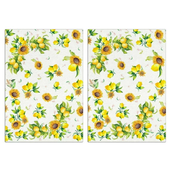 Set of 2 Fruit Kitchen Towels – Lemon Design Dish Towels 18x26, Absorbent Soft Tea Towels for Kitchen Drying and Decorative Use