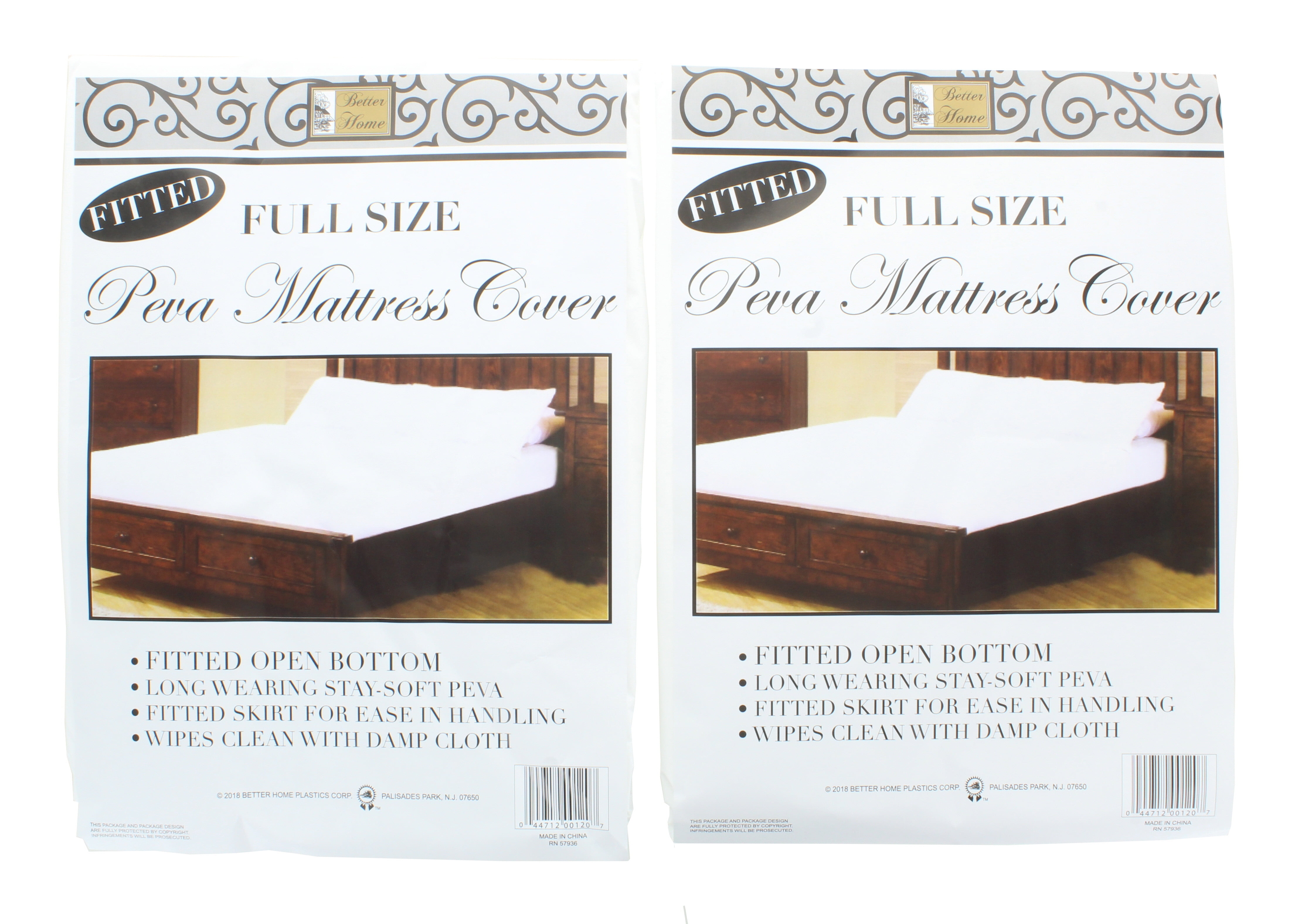 BETTER HOME USA Set of 2 Full Mattress Cover White Fitted Plastic Protector