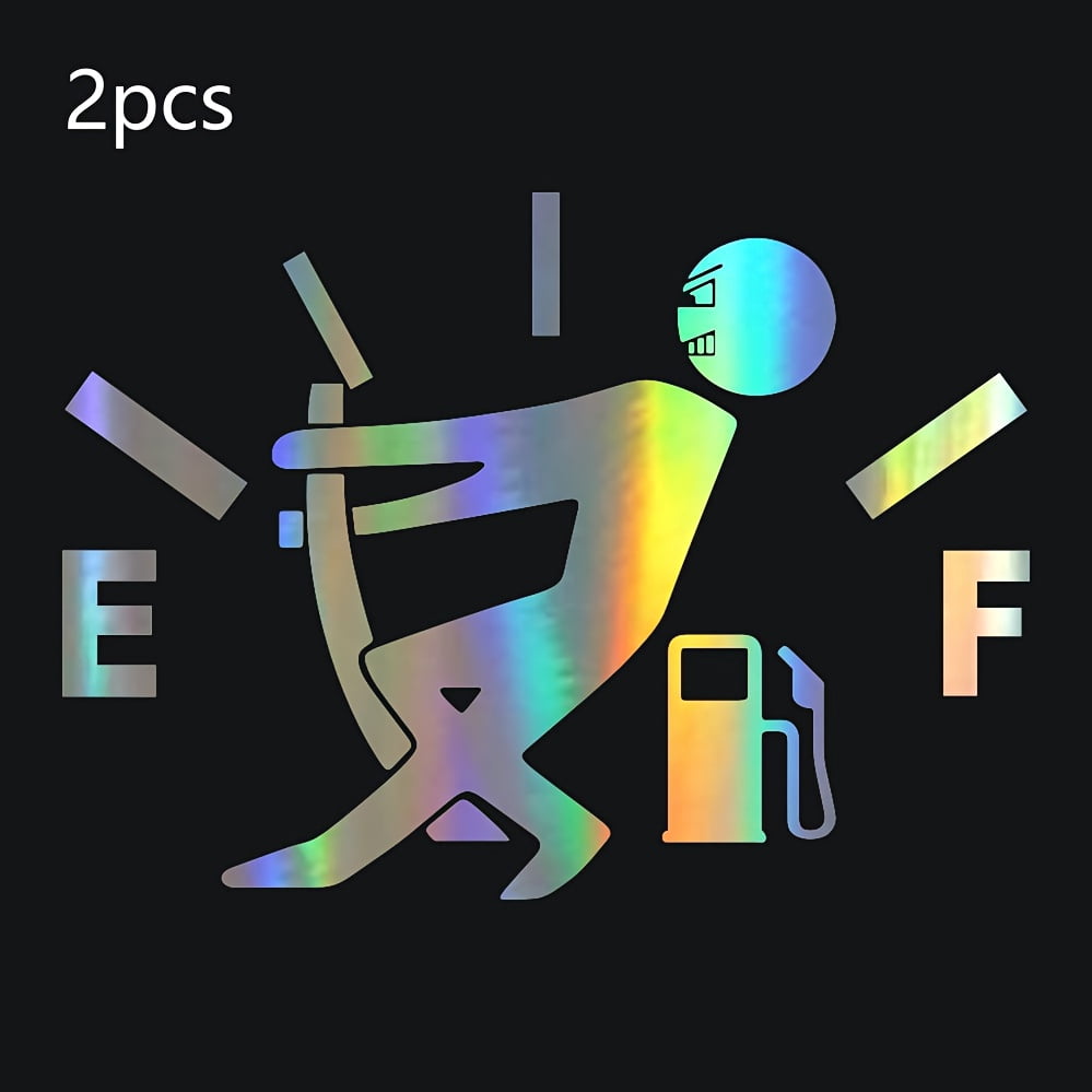 Set of 2 Fun High Fuel Consumption Car Stickers - Cartoon Fuel Gauge ...