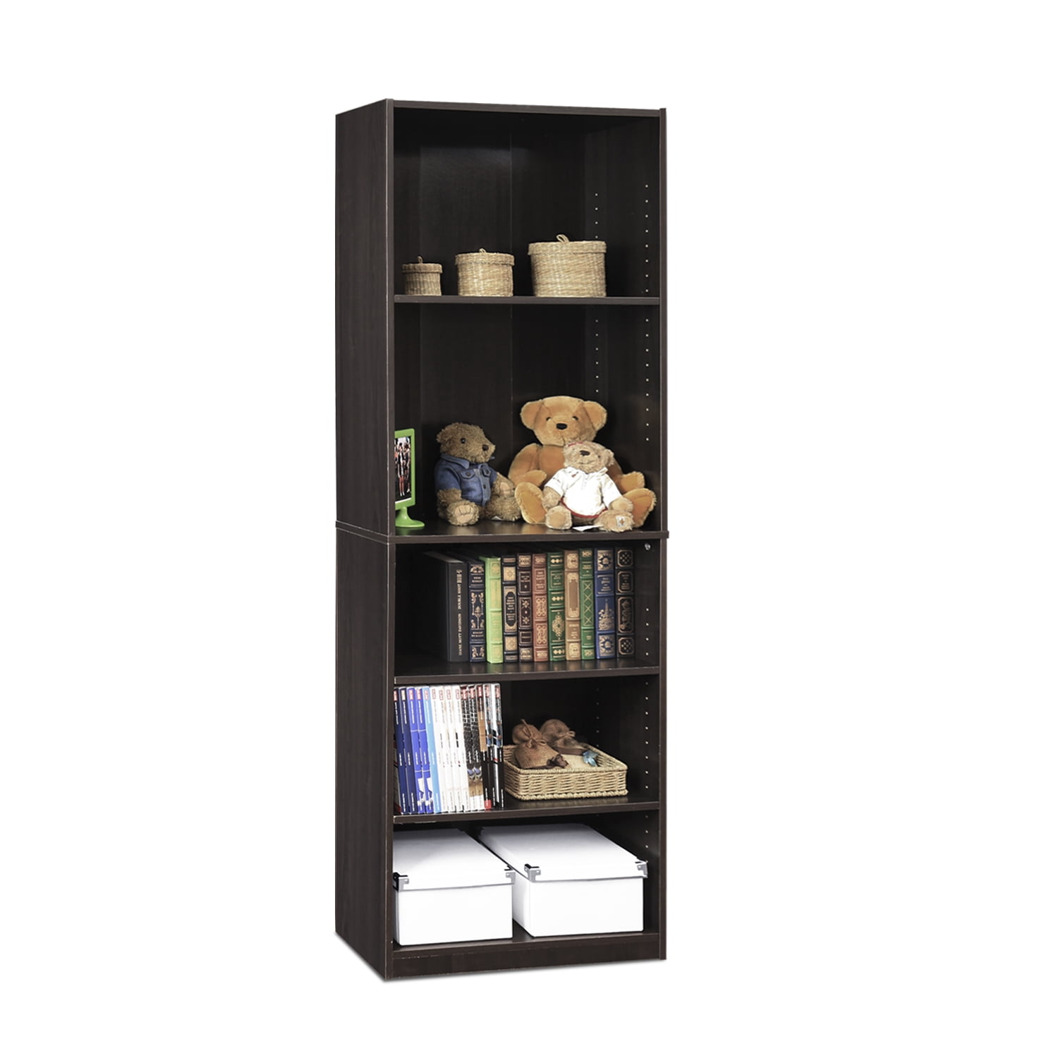 (Set of 2) Furinno JAYA Simply Home 5-Shelf Bookcase