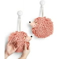 thumbnail image 1 of FacoFaco Set of 2 Fuzzy Ball Hand Towels, Hedgehog Decorative Towels for Bathroom, Pink, 1 of 4