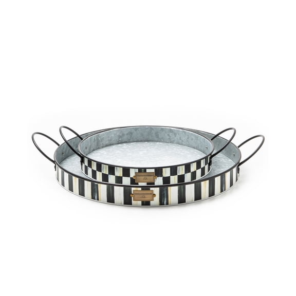 Set of 2 Galvanized Serving Trays