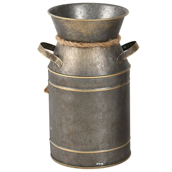 Set of 2 Galvanized Vase Artificial Tin Flower Bucket Plant Decor