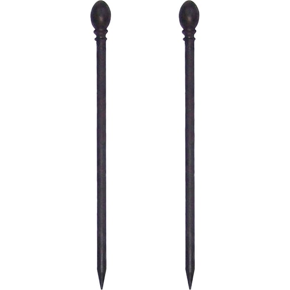 Set of 2 Garden Fence Posts, Black, 45" H Each