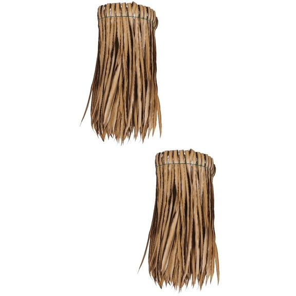 Set of 2 Garden Hut Grass Roof Synthetic Roofing Banquet Light Brown