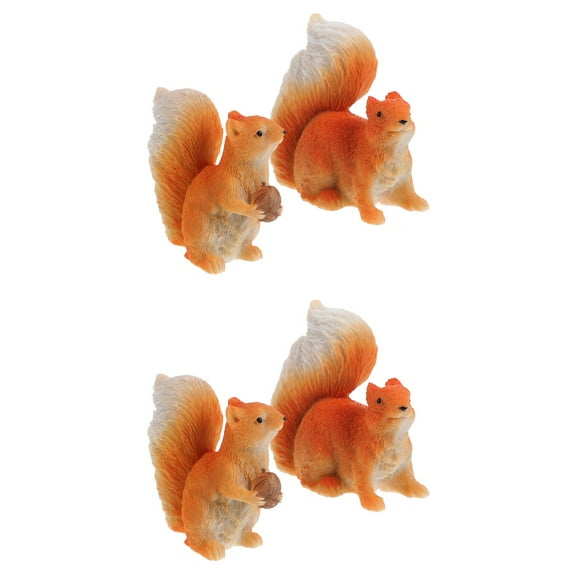 Set of 2 Simulated Little Squirrel Miniature Figurines Toy Garden