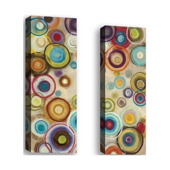 Set of 2 - Garden Party Panel II - Contemporary Fine Art Giclee on Canvas Gallery Wrap - wall décor - Art painting - 8 x 24 Inch - Ready to Hang