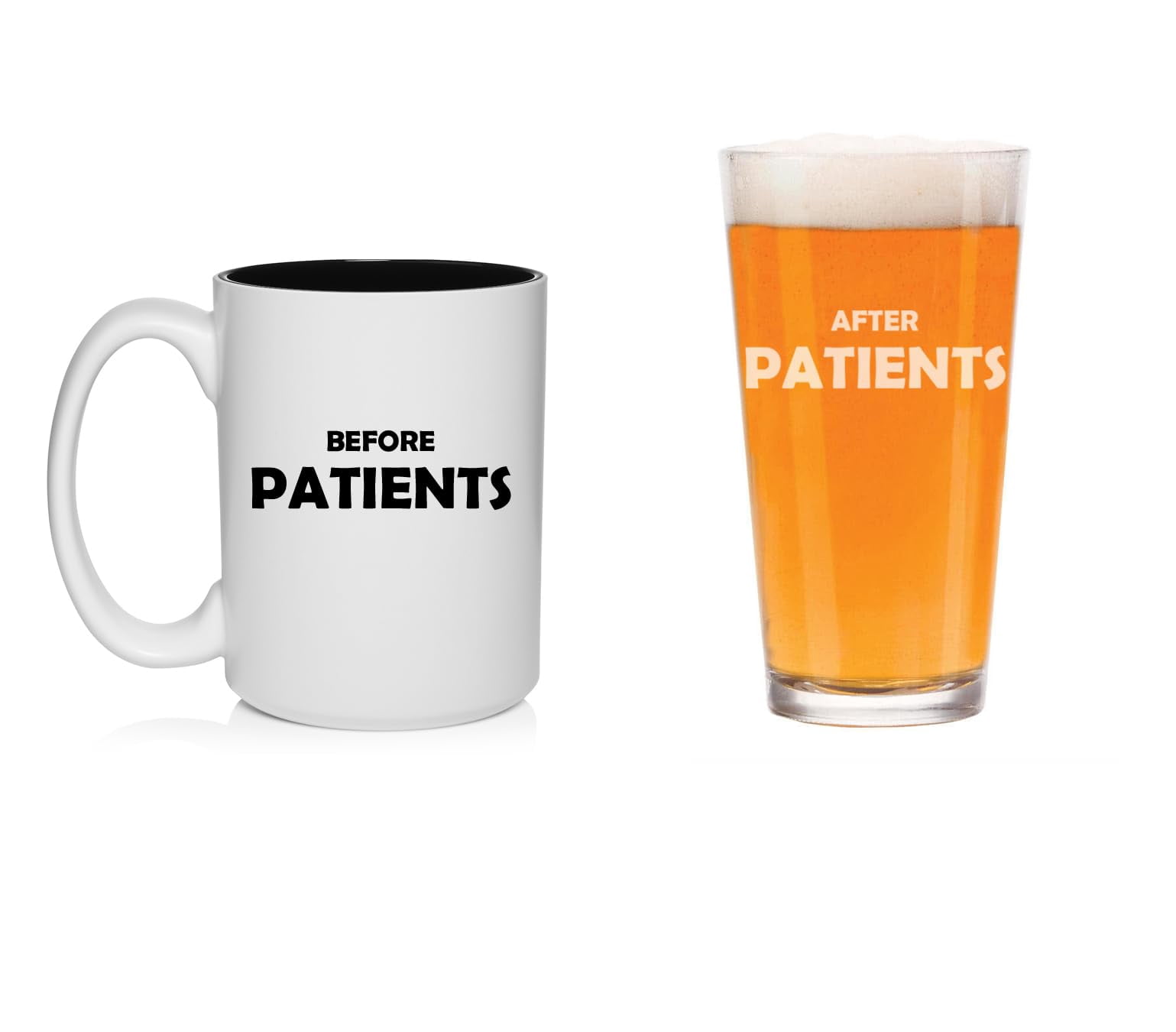 Set of 2 Gift Beer Pint Glass and 15oz White Coffee Mug Before & After  Patients Funny For Nurse Doctor Hygienist Physician Dentist Tech -  Walmart.com