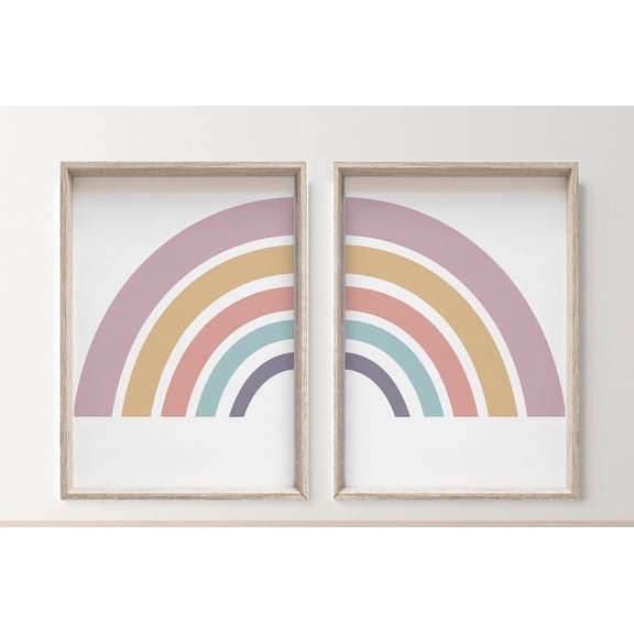 Set of 2, Girls Nursery Prints, Rainbow Prints, Girls Nursery Wall Art, Girls Bedroom Prints, Rainbow Wall Art, Girls, Muted, Set 2, Poster Only