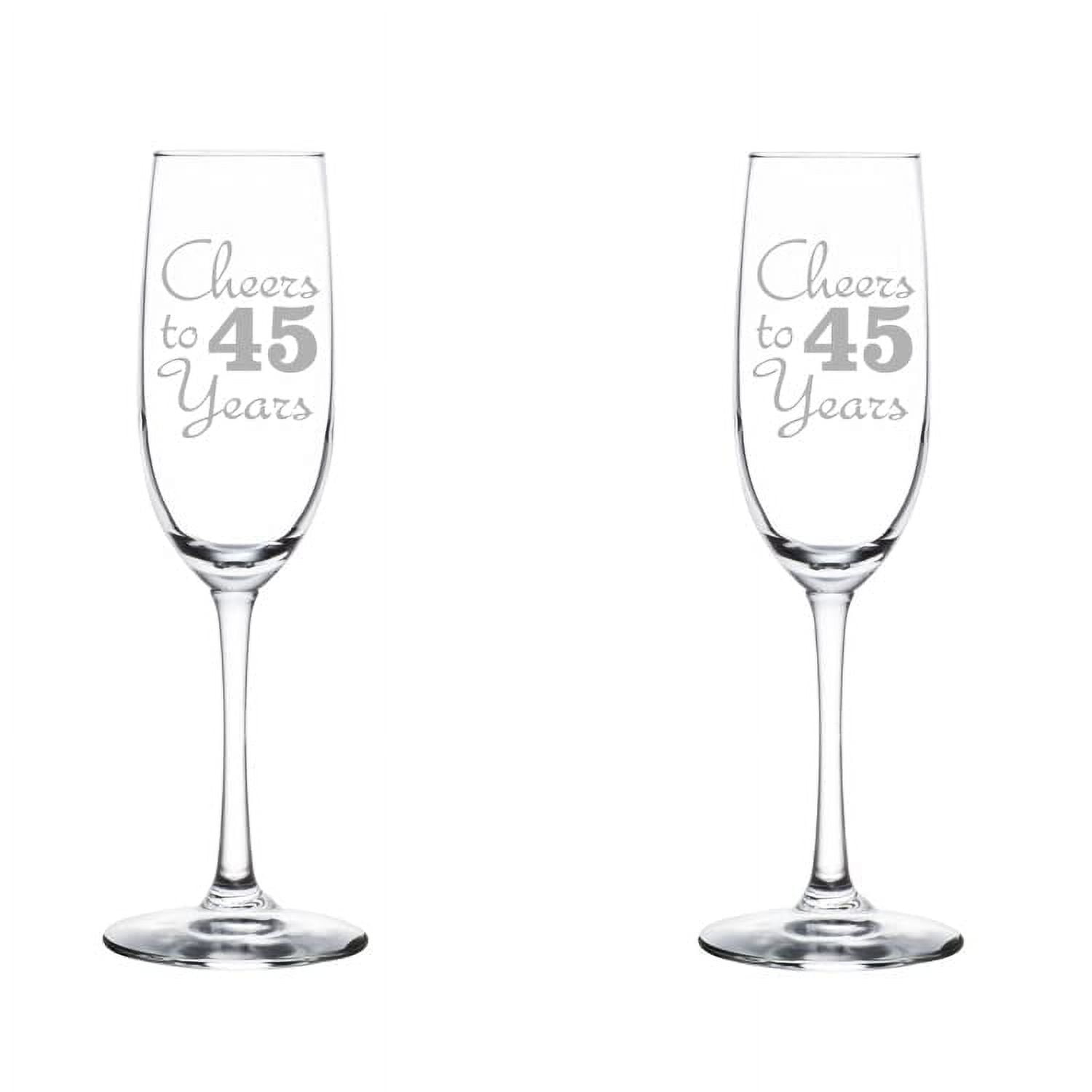 Set of 2 Glass Champagne Flutes Sparkling Wine Glasses Anniversary