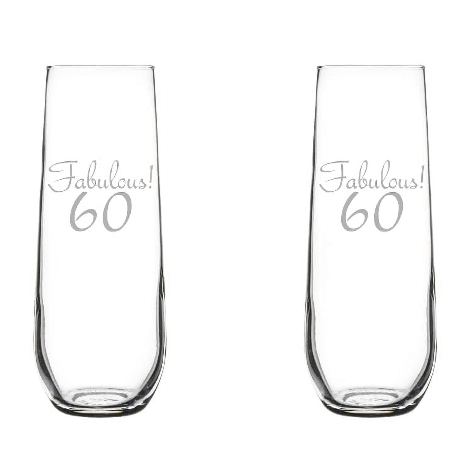 Set of 2 Glass Champagne Flutes Sparkling Wine Glasses Fabulous 60 60th  Birthday (8.5 oz Stemless) - Walmart.com