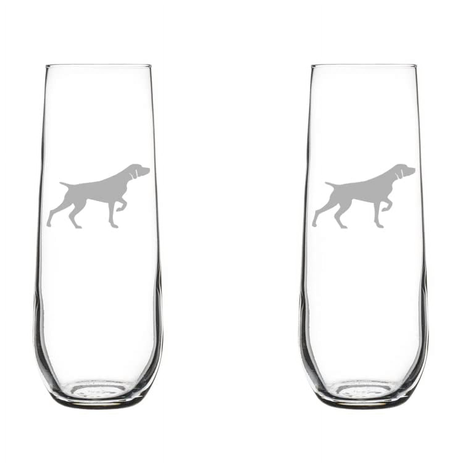 Set of 2 Glass Champagne Flutes Sparkling Wine Glasses German Shorthaired Pointer (8.5 oz Stemless)