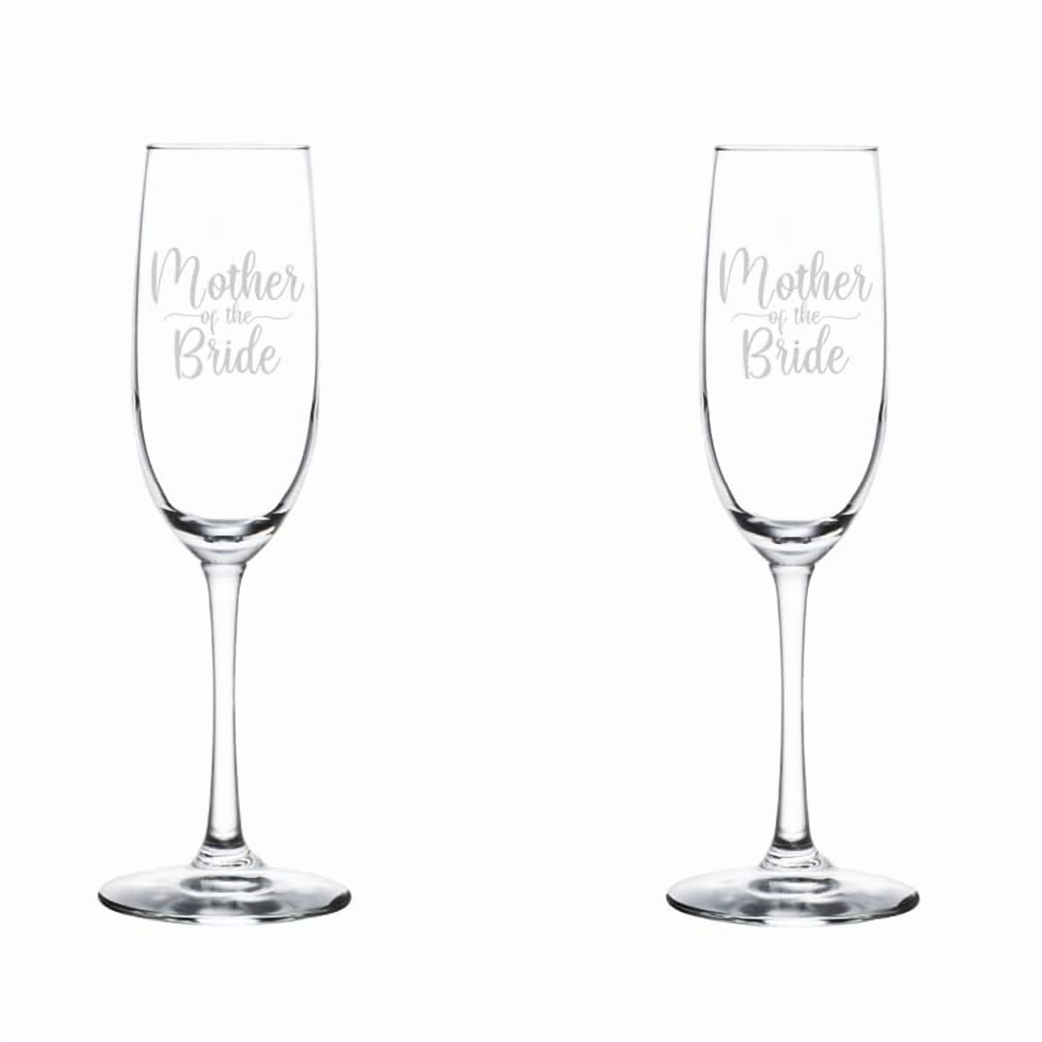 Set of 2 Glass Champagne Flutes Sparkling Wine Glasses Gift Mother Of The Bride (8 oz Stemmed)