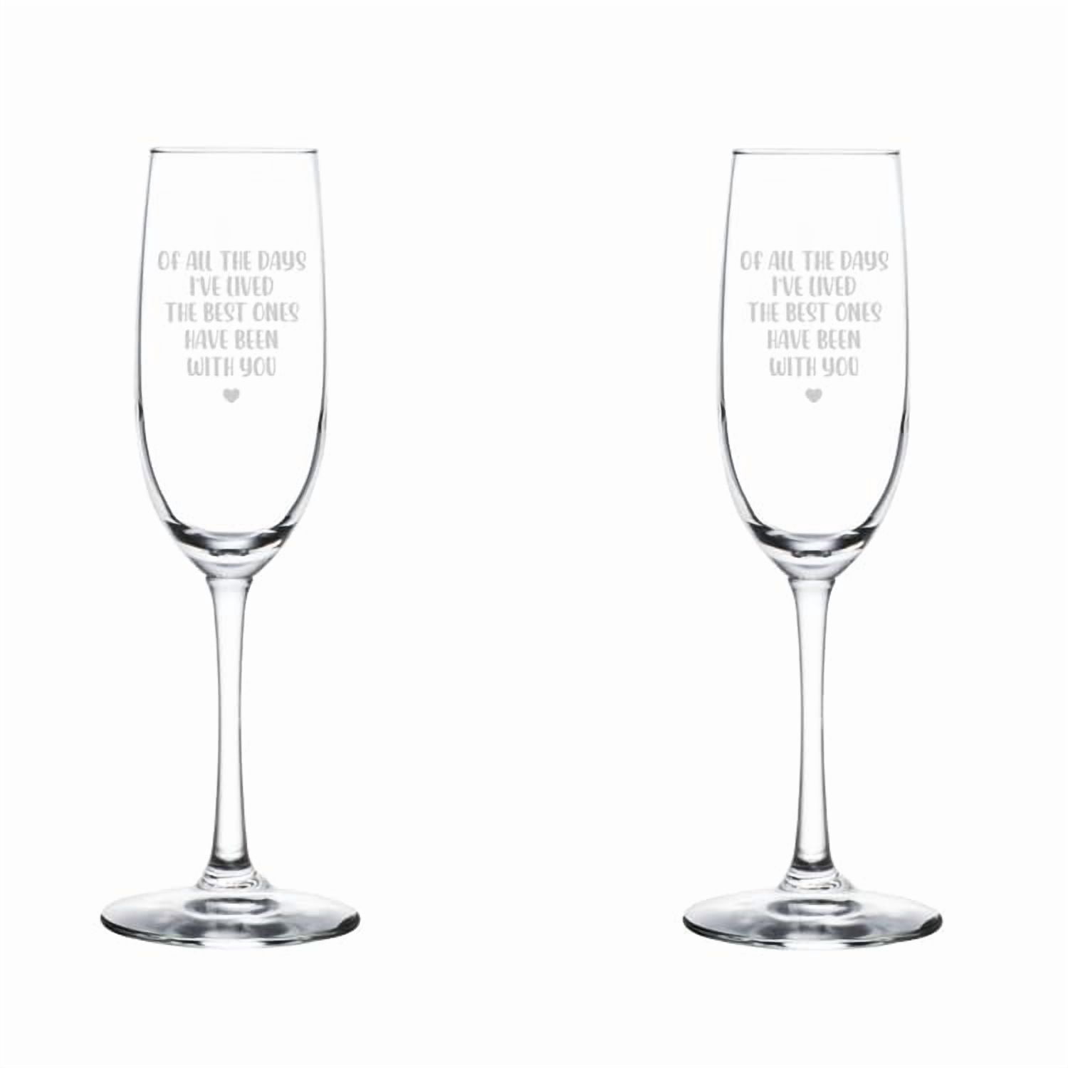 Set of 2 Glass Champagne Flutes Sparkling Wine Glasses Gift Of All The Days I Lived Anniversary For Best Friend For Girlfriend (8 oz Stemmed)