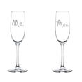 thumbnail image 1 of Set of 2 Glass Champagne Flutes Sparkling Wine Glasses Mr Mrs Bows Bride And Groom Wedding Toasting Anniversary Engagement (8 oz Stemmed), 1 of 1