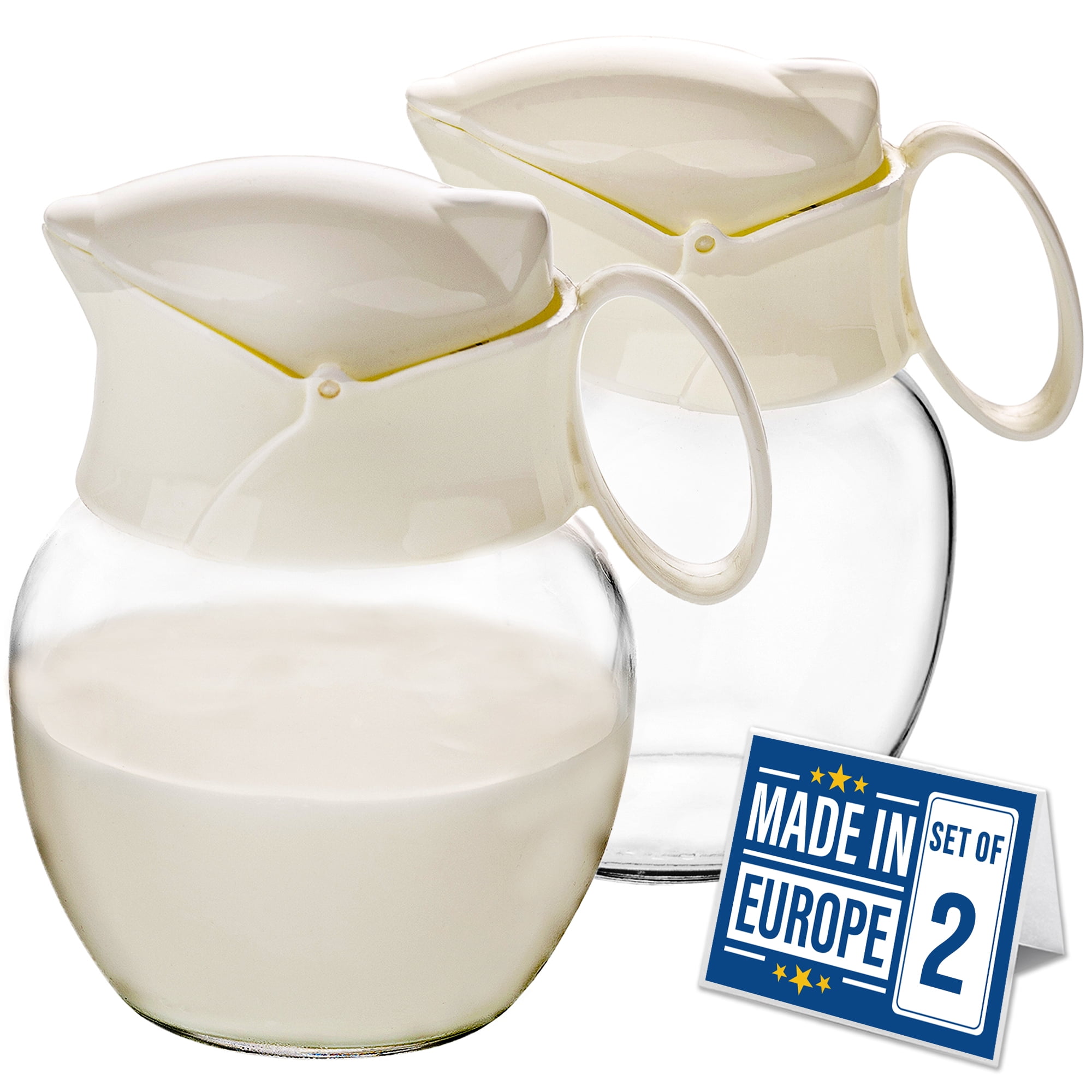 Gurygo 2 oz (Set/2) Creamer Pitcher with Handle,Small Classic White Fine Porcelain Creamer Pitcher, Small Pitcher for Coffee Milk
