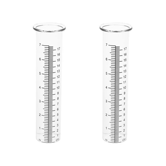 Set of 2 Glass Rain Gauge Outdoor for Garden Measuring Cup Preserved Flower Tube Clear Measurement Replacement