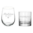 thumbnail image 1 of Set of 2 Glasses Stemless WINE & ROCKS Whiskey Gift Madrina Est 2024 And Padrino Est 2024, 1 of 1