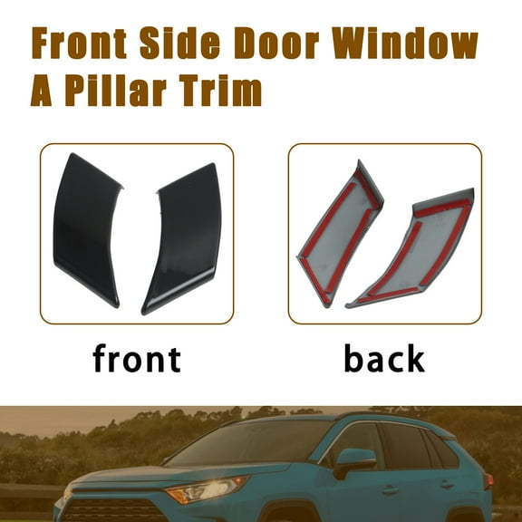 Set of 2 Glossy Black Window A-Pillar Trim Panel for 2019-2023 Toyota RAV4