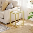 thumbnail image 1 of Set of 2 Gold Side Tables with Tempered Glass, Modern Nightstands for Bedroom, Living Room, Office, 1 of 8