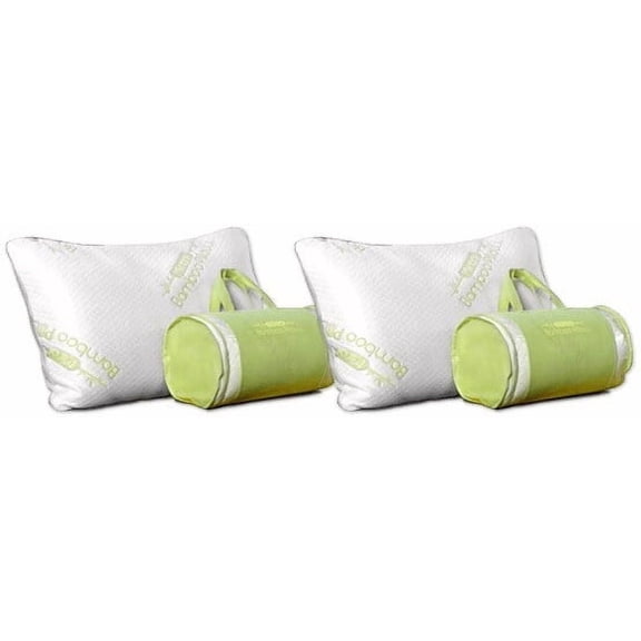 Set of 2 Golden Textiles Bamboo Memory Foam Bed Pillows, Removable Cover, Hypo Allergenic