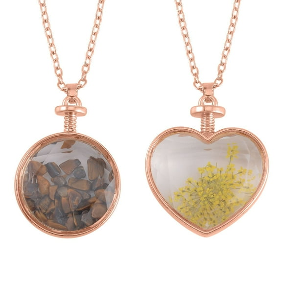 Shop LC Set of 2 Goldtone Glass Yellow Tigers Eye Nature Earth Pendant Necklace Jewelry For Women Size 24" Birthday Gifts for Women