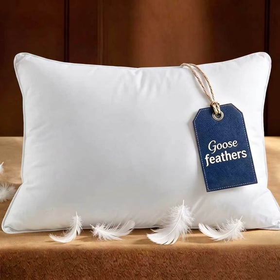 Goose Feather Pillows Queen Size , 100% Cotton Shell, Supportive Cooling Pillows , Hotel Bed Pillows 1 PC