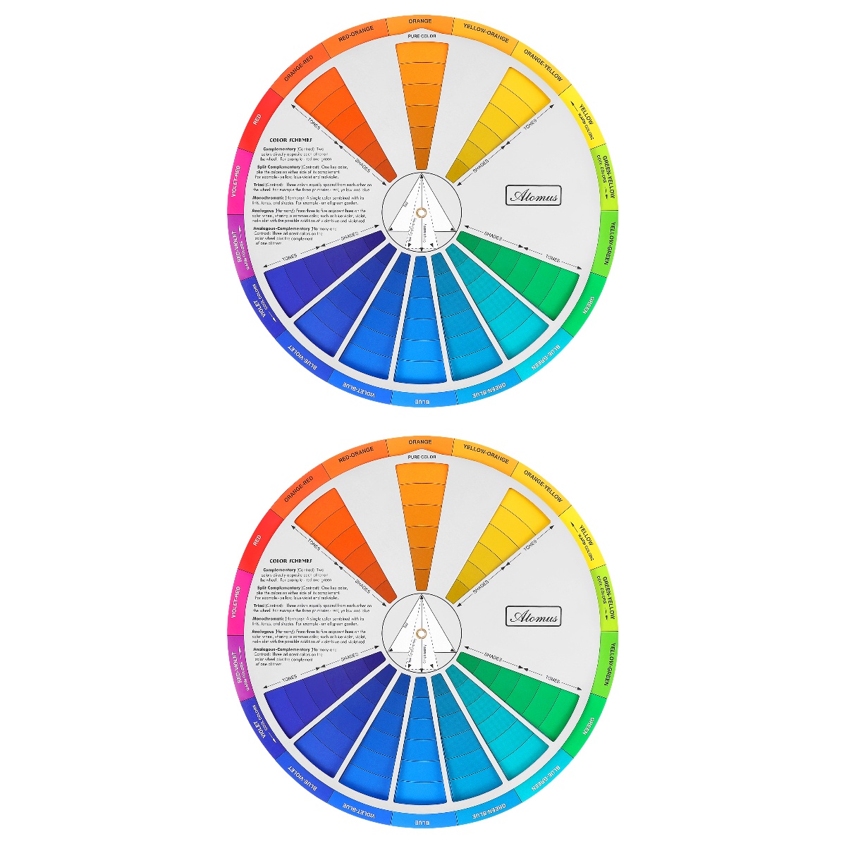 Set of 2 Gradient Color Wheel Paint Mixing Learning Guide Color Charts