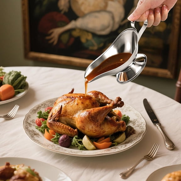 Set of 2 Gravy Boat, Stainless Steel Sauce Boat with Easy-Pour Spout and Handle, Sauce Serving Dish for Salad Dressings, Creamer, Broth