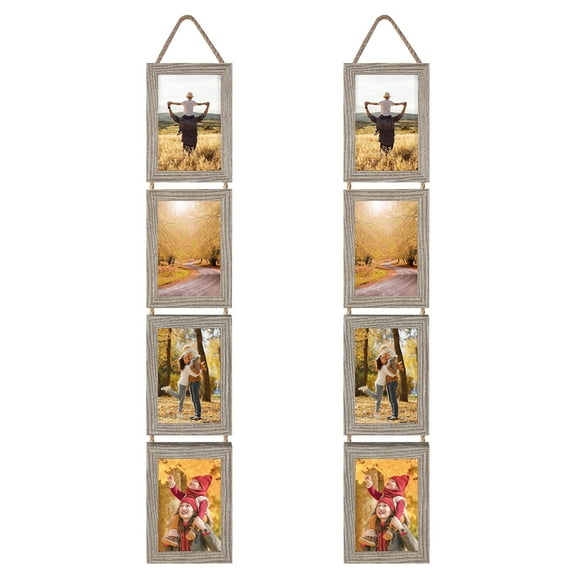 Set of 2 Gray 4x6 Picture Frame Collage for Wall Hanging