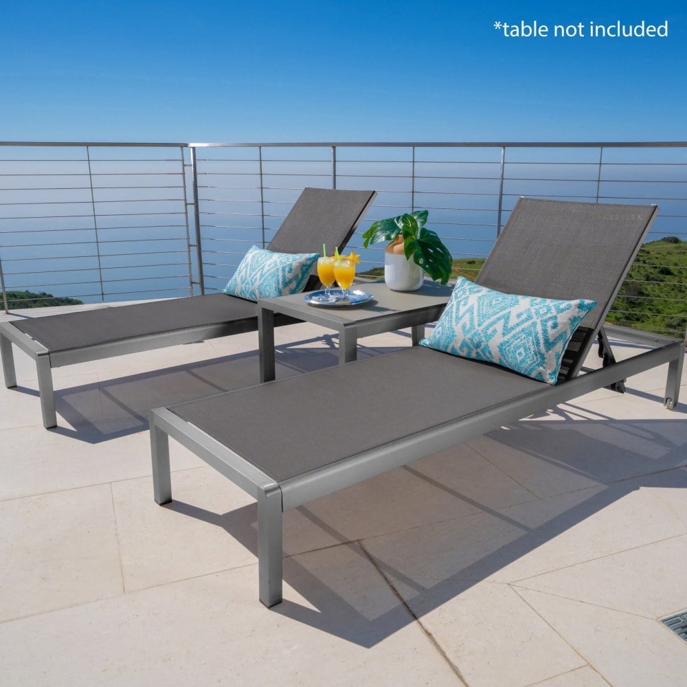 Set of 2 Gray Chaise Lounges - Modern & Comfortable Outdoor Lounge ...