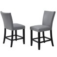 thumbnail image 1 of Set of 2 Gray PU Upholstered Counter Height Chairs with Footrest and Chrome Nailhead Trim, 1 of 6