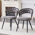 thumbnail image 1 of Set of 2 Gray Velvet Dining Chairs with Black Legs, Modern Upholstered Accent Chairs for Dining Room & Kitchen, 1 of 9