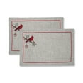 thumbnail image 1 of Set of 2 Gray and Red Embroidered Christmas Cardinal Rectangular Placemats 18.5", 1 of 2