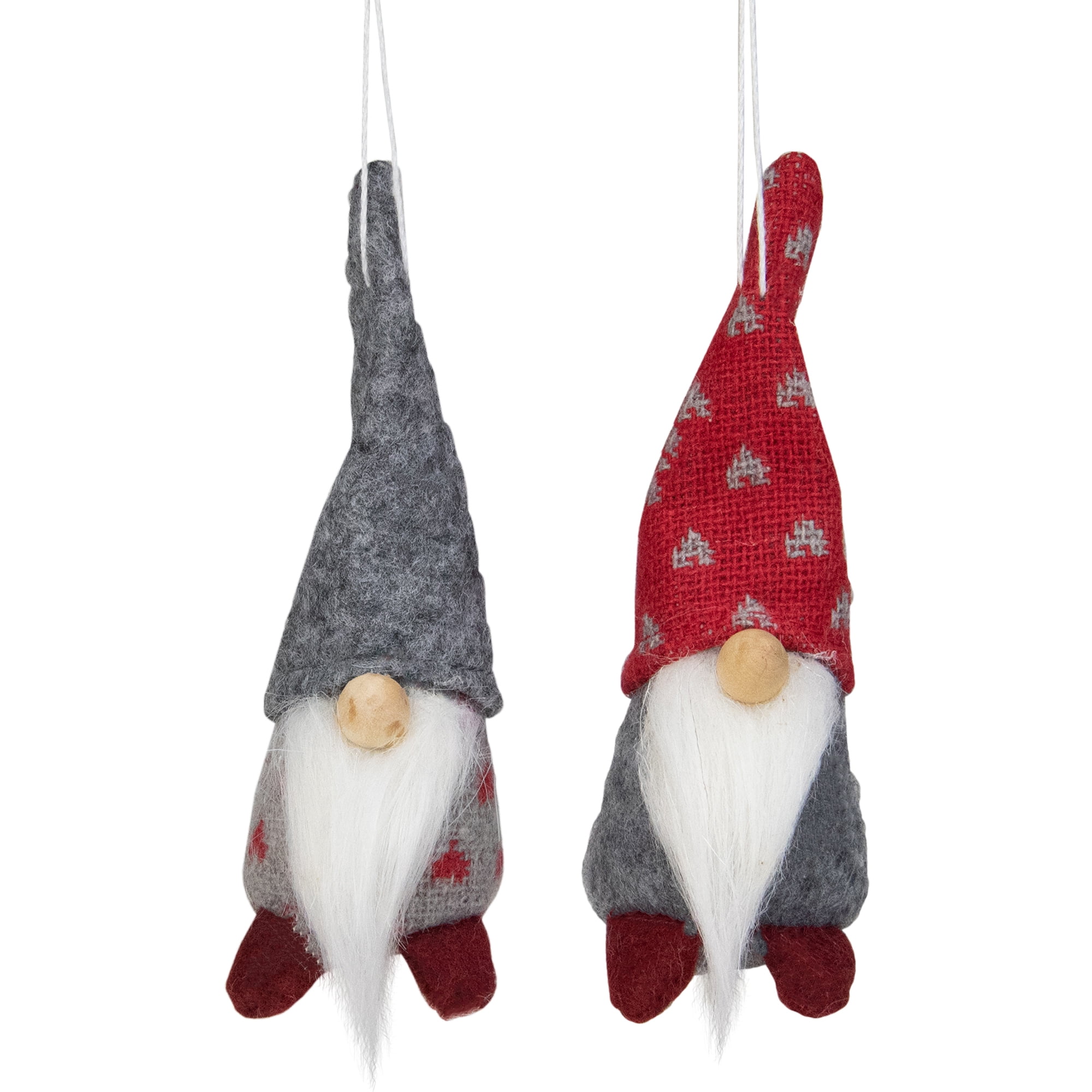 Northlight Santa Gnomes Christmas Ornaments - 4.25" - Gray and Red ...