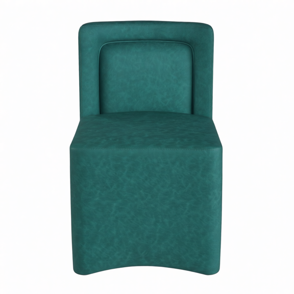 Set of 2 Green PU Block Dining Chairs, Modern Curved Base Upholstered Seating, No Assembly Required