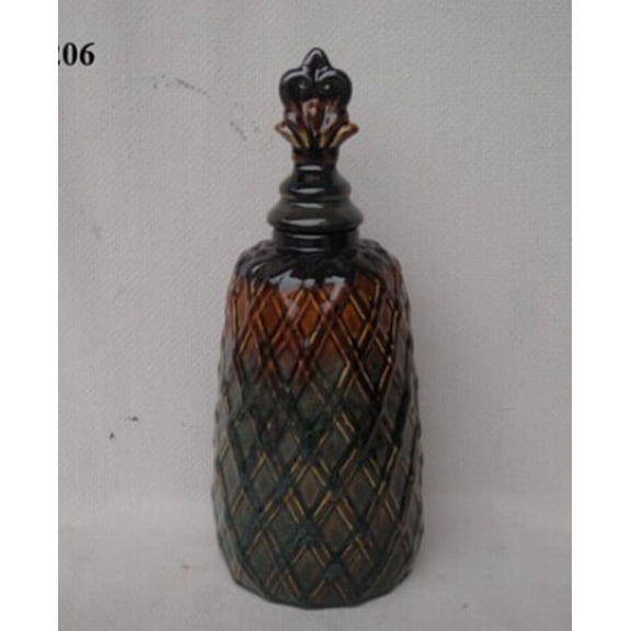 Set of 2 Green and Brown Contemporary Jar with Lid 5.5"